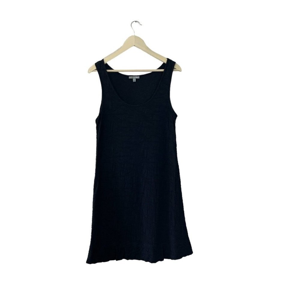 Horny Toad Large Samba Wave Tank Dress Black Sleeveless Textured Womens